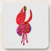 フクシア抽象水彩花 コースター (正面)