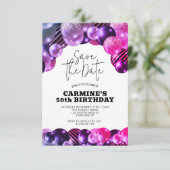 フクシア50歳の誕生日パーティーの日程を保存 招待状 (スタンド正面)