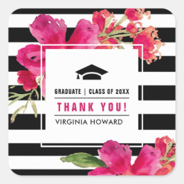 フクシア |ストライプパターン卒業スタンプ スクエアシール