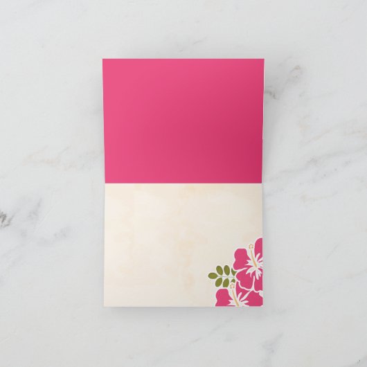 フクシア ハイビスカス ウェディング サンクスノート カード (内部)