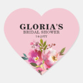 フクシア フラワーブライダルシャワー ハートステッカー ハートシール (正面)