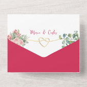 フクシア フローラル オールインワン ウェディング インビテーション + フォト (裏面)