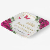 フクシア ホット ピンク フラワーバタフライ キンセアニエラ ペーパープレート (傾斜あり)