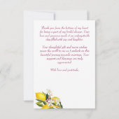 フクシア マジョリカ マゼンタ タイル レモン ブライダル シャワー サンキューカード (裏面)