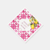 フクシア マヨリカ マゼンタ タイル ブライダル シャワー スタンダードカクテルナプキン (角)