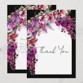 フクシア ラベンダー フラワーリング アーチ ブライダルシャワー サンキューカード (正面/裏面)