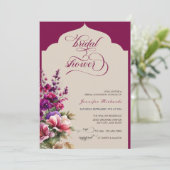 フクシア |ラベンダー |水彩ブライダルシャワー 招待状 (スタンド正面)