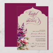 フクシア |ラベンダー |水彩ブライダルシャワー 招待状 (正面/裏面)