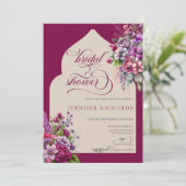 フクシア | ラベンダー | 水彩 結婚前お茶会 招待状 (スタンド正面)