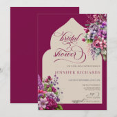 フクシア | ラベンダー | 水彩 結婚前お茶会 招待状 (正面/裏面)