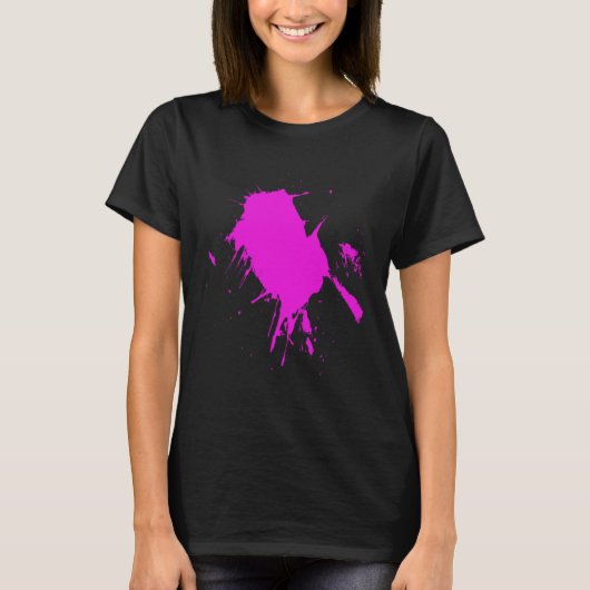 フクシピンクステイン鮮やかカラーズカワイイバラ Tシャツ (正面)