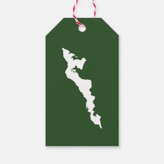 フクラシックィッシャー島ロゴギフトラベル – 白/緑 ギフトタグ (正面)