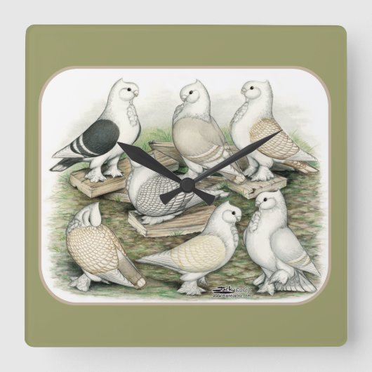 フクラシックリルピジョンサティネット スクエア壁時計 (正面)