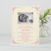 フクラシックレーム写真バプティスマス/《キリスト教》洗礼式や命名式招待状 招待状 (スタンド正面)