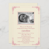 フクラシックレーム写真バプティスマス/《キリスト教》洗礼式や命名式招待状 招待状 (正面/裏面)