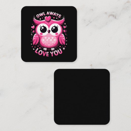 フクロウいつも愛する – バレンタインデー スクエア名刺 (正面/裏面)