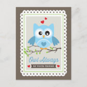 フクロウいつも!折り紙プリントバレンタインハガキ シーズンポストカード (正面)