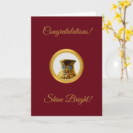 フクロウおめでとう卒業カード カード (黄色い花)