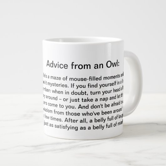 フクロウおもしろいのアドバイス ジャンボコーヒーマグカップ (正面右)