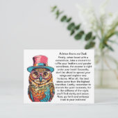 フクロウおもしろいのアドバイス ポストカード (スタンド正面)