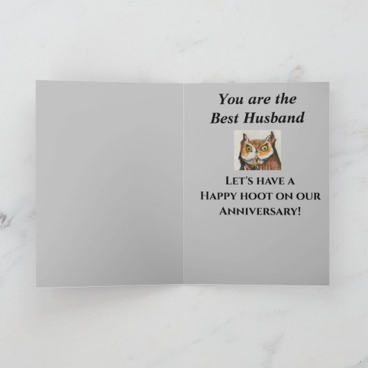 フクロウおもしろいの夫の40周年誰が好き？ カード (内部)