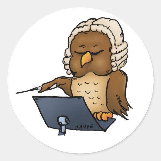 フクロウおもしろいの導体漫画 ラウンドシール (正面)