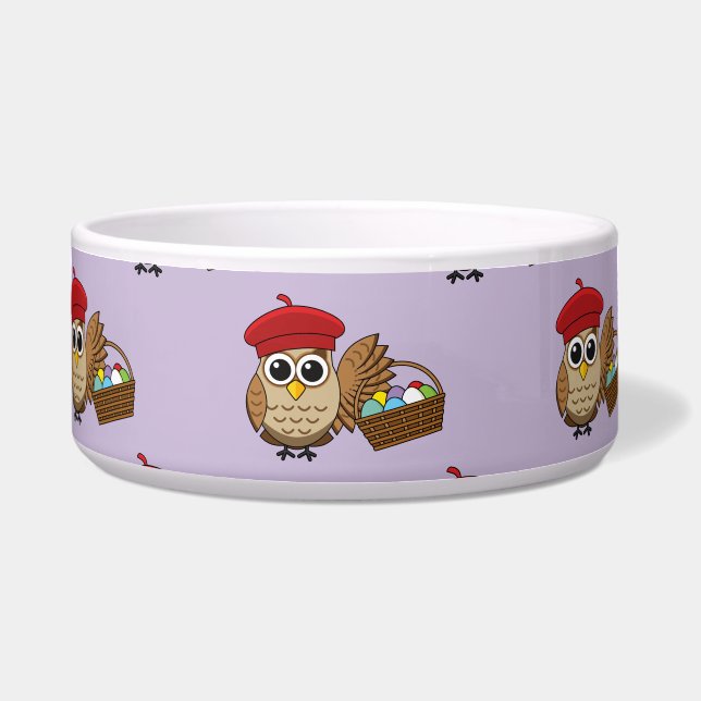 フクロウおもしろいイースターエッグ狩りパターン ボウル (正面)