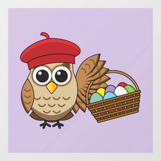 フクロウおもしろいイースターエッグ狩り ウィンドウサイン (シート)