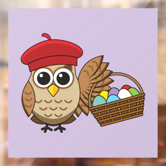 フクロウおもしろいイースターエッグ狩り ウィンドウサイン (シート2)