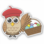 フクロウおもしろいイースターエッグ狩り シール (正面)