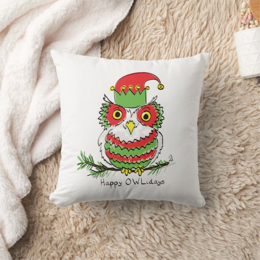 フクロウおもしろいクリスマスかわいい休日 クッション (ブランケット)