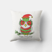 フクロウおもしろいクリスマスかわいい休日 クッション (裏面)