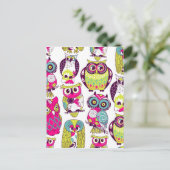 フクロウおもしろいズ模様 ポストカード (スタンド正面)