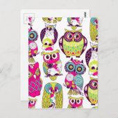 フクロウおもしろいズ模様 ポストカード (正面/裏面)