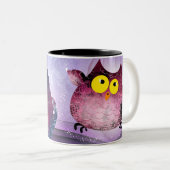 フクロウおもしろいマグのラップ – 動物愛好家マグ ツートーンマグカップ (正面右)
