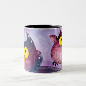 フクロウおもしろいマグのラップ – 動物愛好家マグ ツートーンマグカップ (中央)