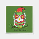 フクロウおもしろいムクリスマスかわいい子たち スタンダードカクテルナプキン (正面)