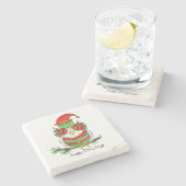 フクロウおもしろいムクリスマスかわいい子たち ストーンコースター (横)