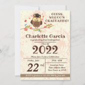 フクロウおもしろい幼稚園の卒業 招待状 (正面)