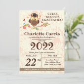 フクロウおもしろい幼稚園の卒業 招待状 (スタンド正面)