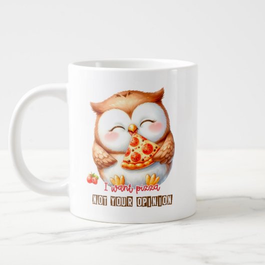 フクロウおもしろい ジャンボコーヒーマグカップ (左)