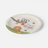 フクロウおよびカボチャ秋のベビーシャワー ペーパープレート (アングル)