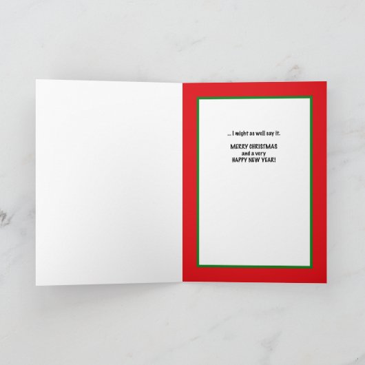 フクロウおよびサンタの帽子が付いているクリスマスカード シーズンカード (内部)