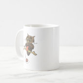 フクロウおよびヤーンのknifty編機械 コーヒーマグカップ (正面左)