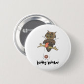 フクロウおよびヤーンのknifty編機械 缶バッジ (正面&裏面)