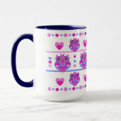 フクロウおよび名前のかわいく粋なマグ マグカップ (左)