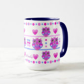 フクロウおよび名前のかわいく粋なマグ マグカップ (正面右)