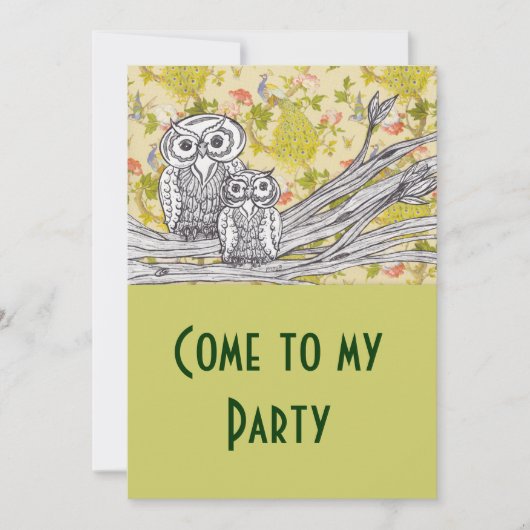 フクロウおよび孔雀の招待状 招待状 (正面)