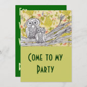 フクロウおよび孔雀の招待状 招待状 (正面/裏面)