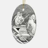 "フクロウおよび猫"のオーナメント セラミックオーナメント (左)